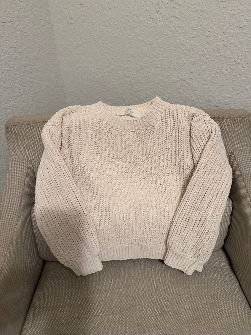 H&M Cream Chunky Knit Crewneck Sweater